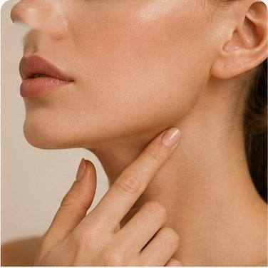 Perfil do rosto em close, evidenciando a linha da mandíbula
