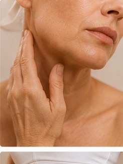 Mãos realizando massagem de efeito lifting na mandíbula