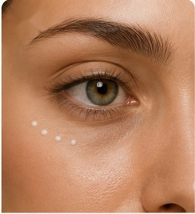 Região dos olhos em close, para tratamento de olheiras