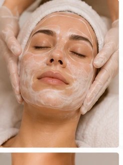 Máscara facial sendo espalhada com espátula no rosto